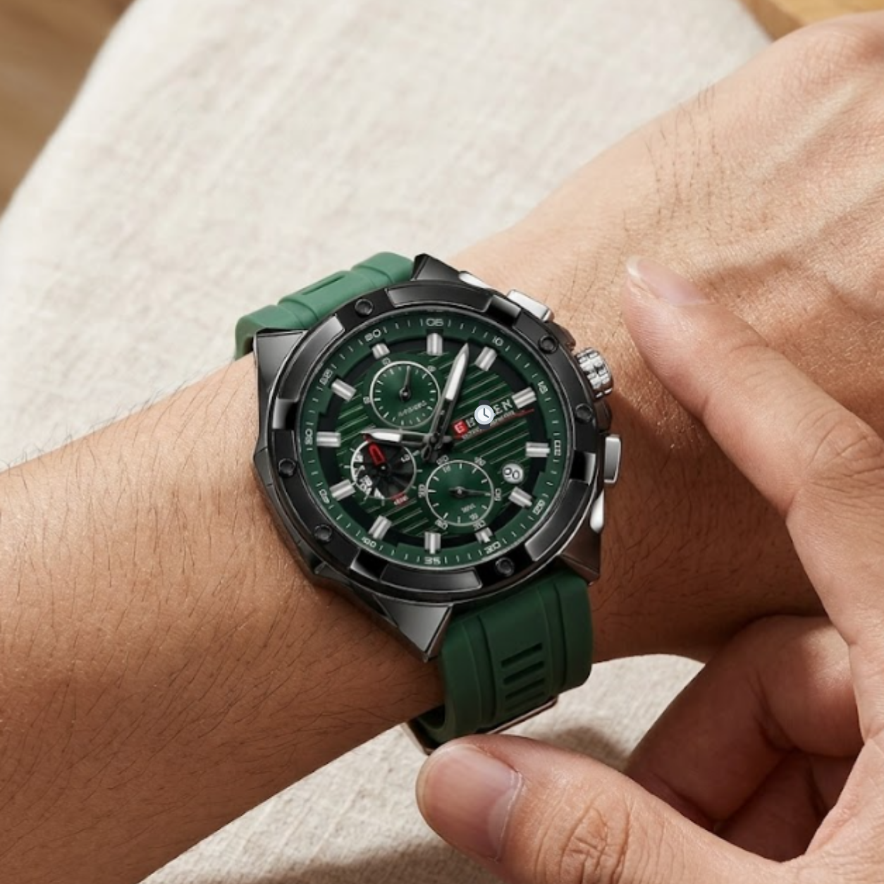 Multi-Function Sport Watch for Men – Chronograph Green