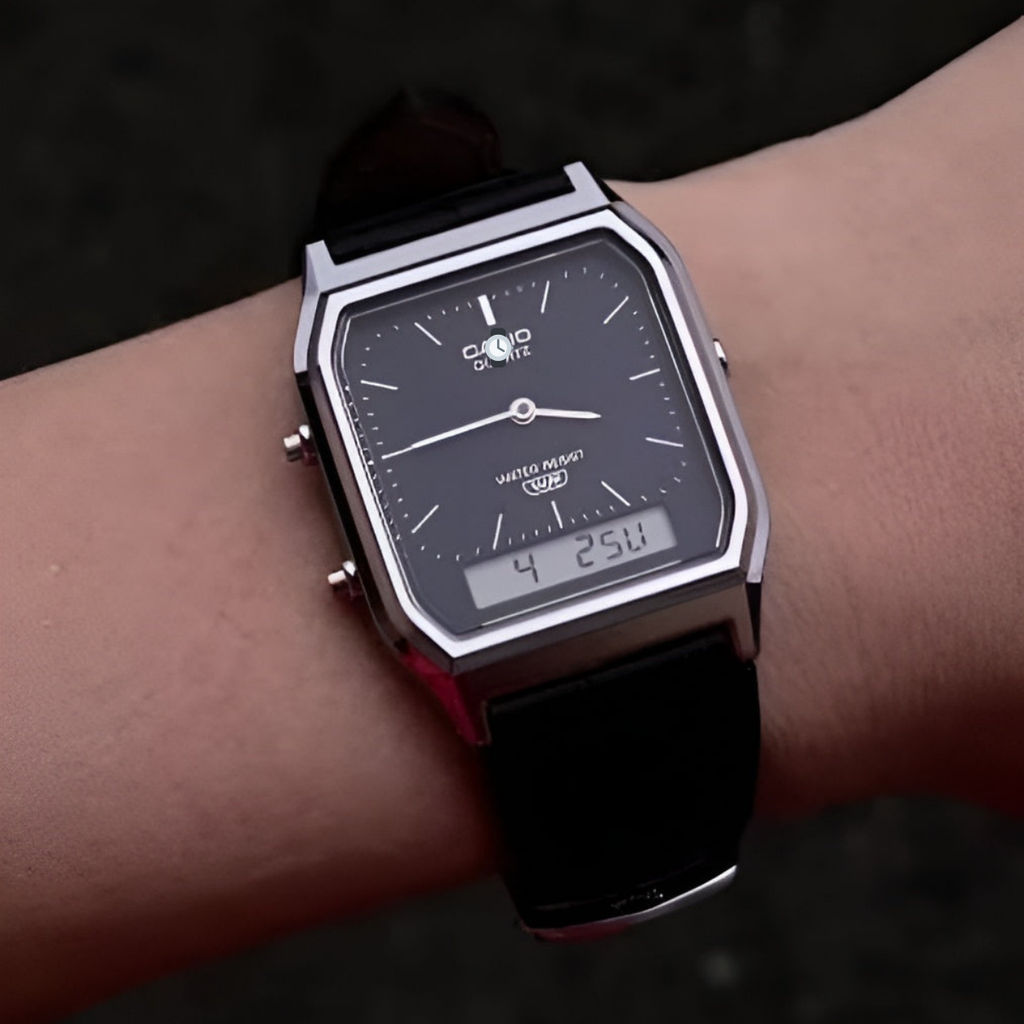 Vintage Analog-Digital Black Dial Watch