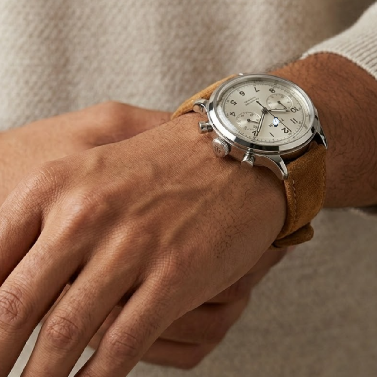 Vintage Style Analog Watch for Men with Leather Strap