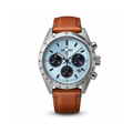 Elite Sky Blue Chronograph Watch with Stainless Steel Case & Leather Band